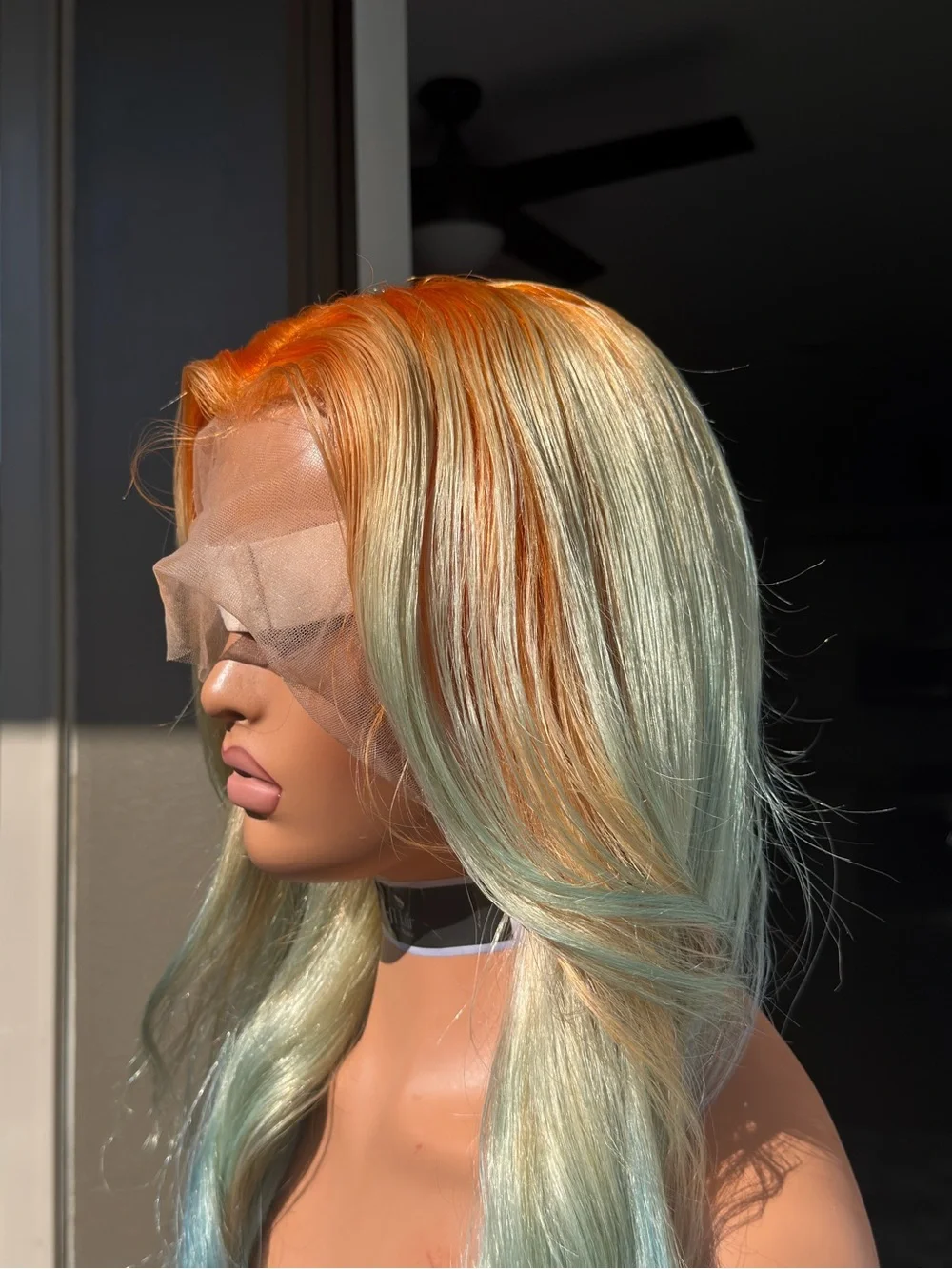 Long 30 in 13x6 Straight Blonde to Blue Ombre Lace Front Wig human hair